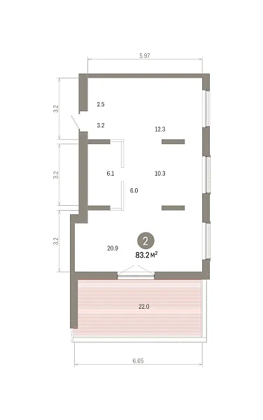 Количество комнат: 2,  83.21 кв.м.