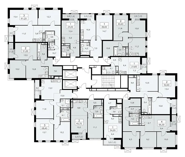 Количество комнат: 3,  68.4 кв.м.