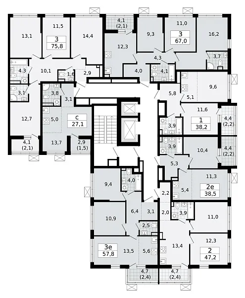 Количество комнат: 3,  67.1 кв.м.
