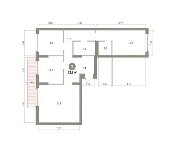 Количество комнат: 3,  93.77 кв.м.