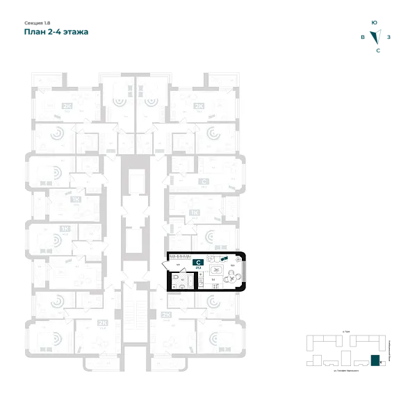 Количество комнат: Студия,  27.3 кв.м.