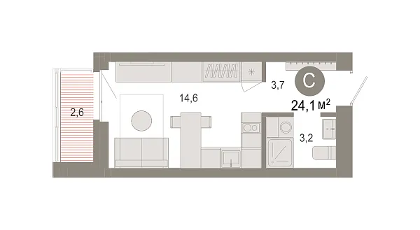 Новая квартира-студия
 24.05 м² на 3/7 этаже в ЖК «Квартал Нефть» в городе Тюмень 