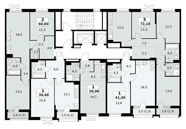 Количество комнат: 1,  41.4 кв.м.