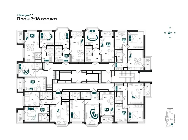 Количество комнат: 2,  72 кв.м.
