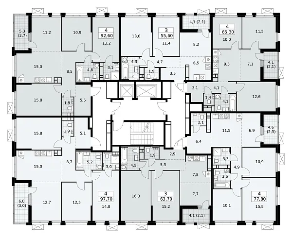 Количество комнат: 4,  97.7 кв.м.