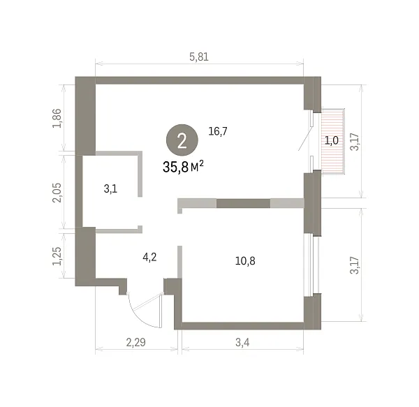 Количество комнат: 1,  35.8 кв.м.
