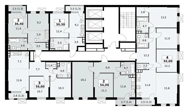 Количество комнат: 4,  92 кв.м.