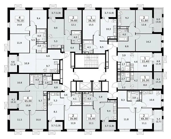 Количество комнат: 2,  39.6 кв.м.