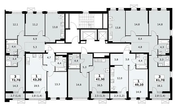Количество комнат: 1,  43.3 кв.м.