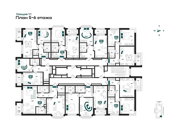 Количество комнат: 2,  72 кв.м.