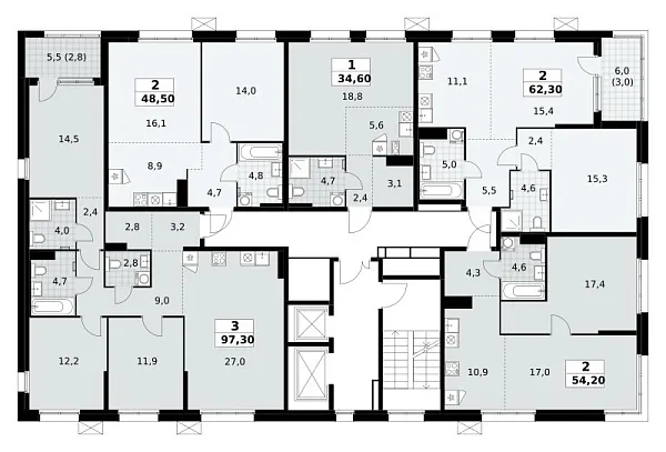 Количество комнат: 3,  97.3 кв.м.