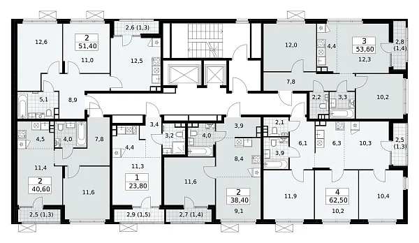 Количество комнат: 4,  61.7 кв.м.