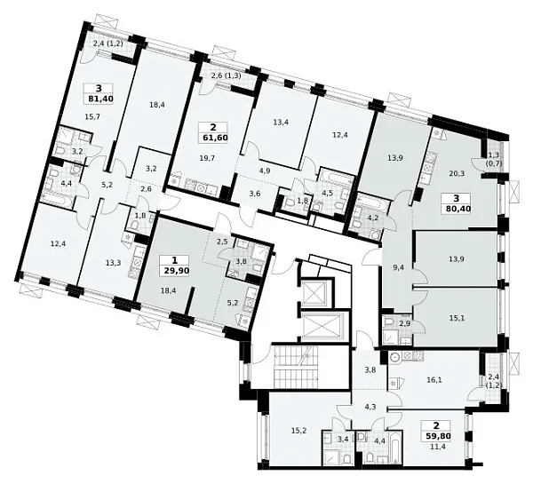 Количество комнат: 3,  80.4 кв.м.