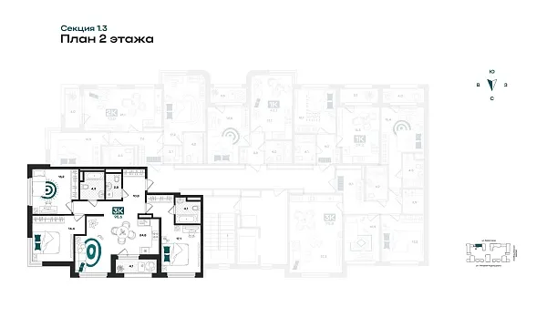 Количество комнат: 3,  95.6 кв.м.