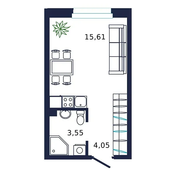 Новая квартира-студия
 22.8 м² на 12/19 этаже в ЖК «Норден» в городе Тюмень 
