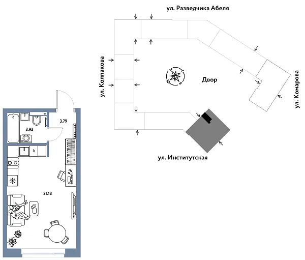 Новая квартира-студия
 28.9 м² на 16/26 этаже в ЖК «Страна.Парковая» в городе Тюмень 