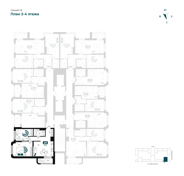 Количество комнат: 2,  64.8 кв.м.
