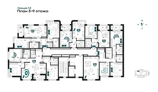 Количество комнат: 2,  73.4 кв.м.
