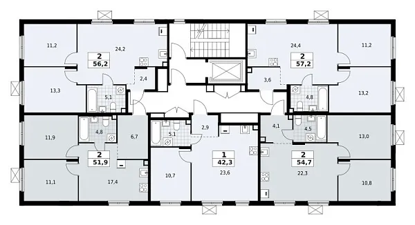 Количество комнат: 1,  42.3 кв.м.