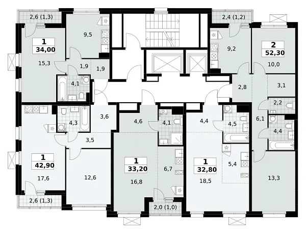 Количество комнат: 1,  33.2 кв.м.