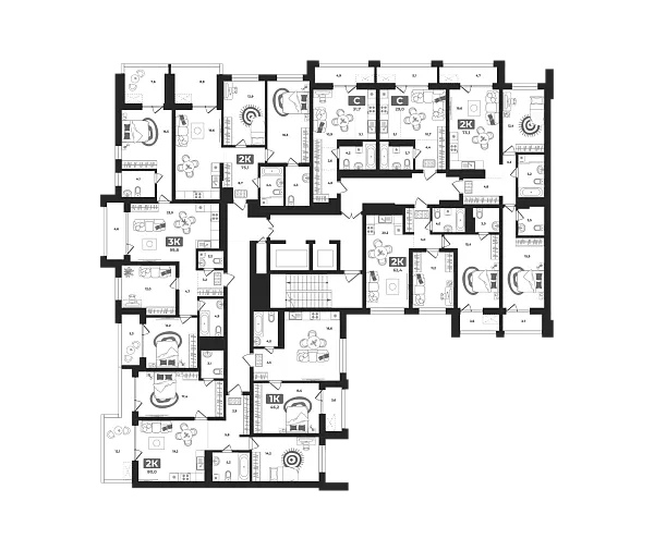 Количество комнат: 2,  77.7 кв.м.