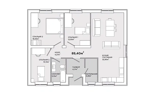 Коттедж, 83 кв.м.,  (участок 22)