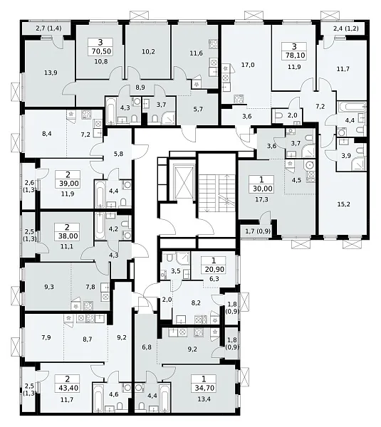 Количество комнат: 2,  38.1 кв.м.