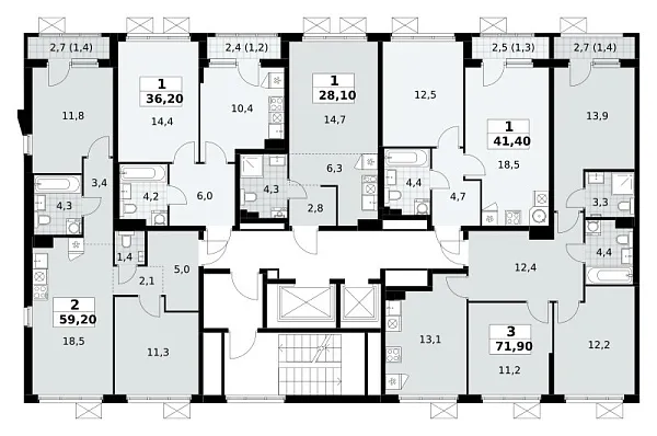 Количество комнат: 3,  71.9 кв.м.