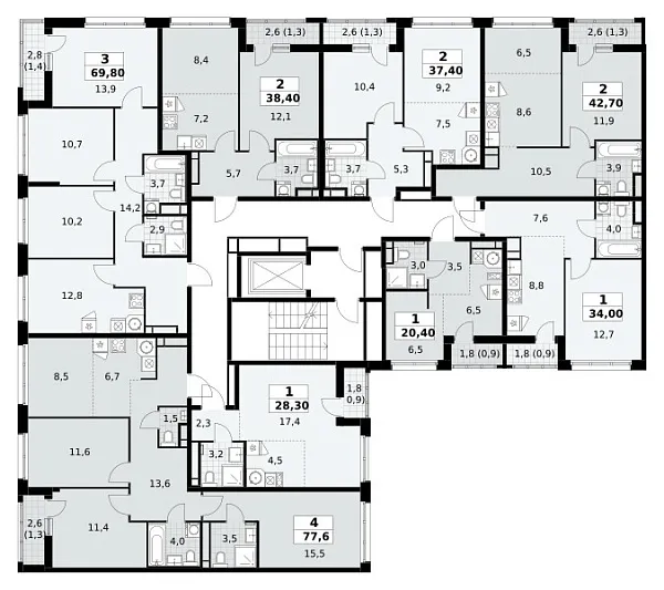 Количество комнат: 2,  37.4 кв.м.