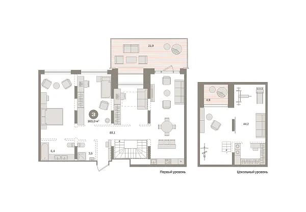 Новая 1-к квартира
 168.96 м² на 1/7 этаже в ЖК «Речной порт» в городе Тюмень 