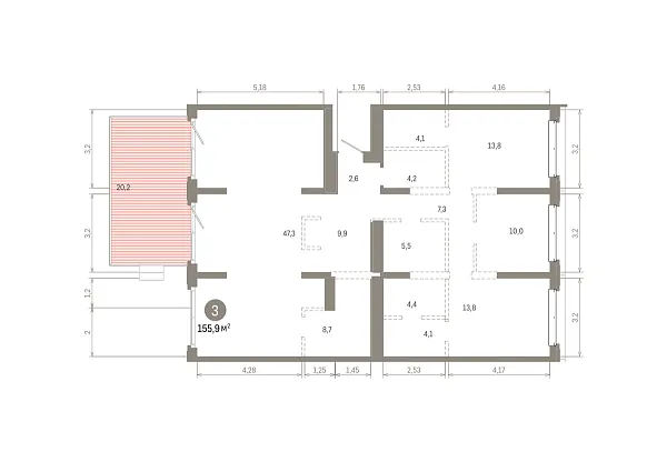Количество комнат: 3,  155.85 кв.м.