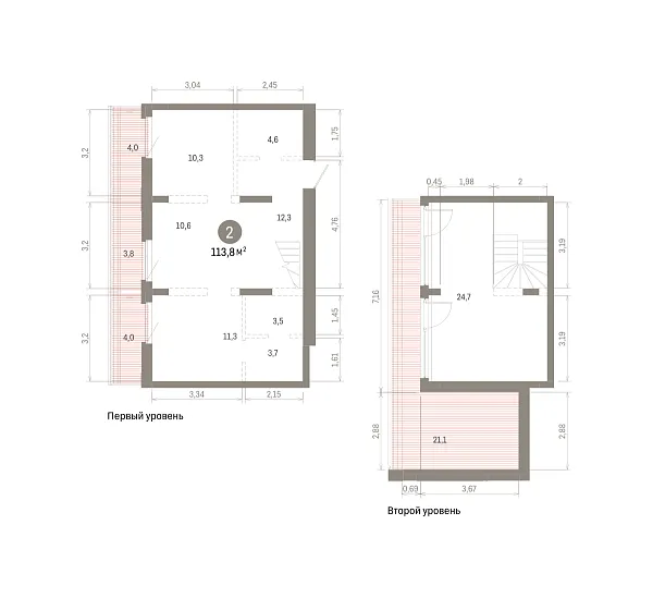 Количество комнат: 2,  113.76 кв.м.