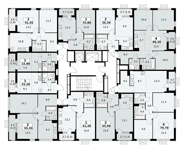 Количество комнат: 2,  49.6 кв.м.