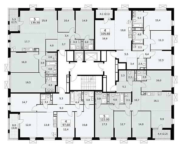 Количество комнат: 4,  97.6 кв.м.