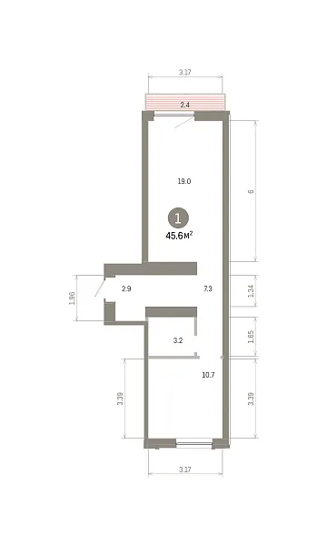Количество комнат: 1,  45.59 кв.м.