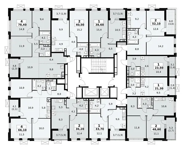Количество комнат: 2,  48.8 кв.м.