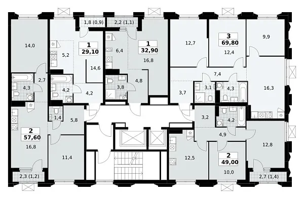 Количество комнат: 1,  32.9 кв.м.