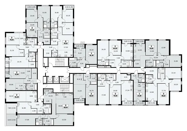 Количество комнат: 2,  55.4 кв.м.