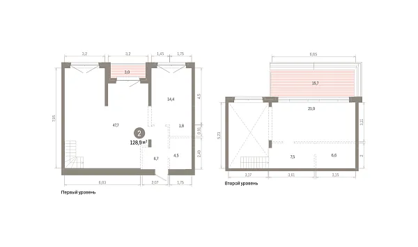 Количество комнат: 2,  128.93 кв.м.