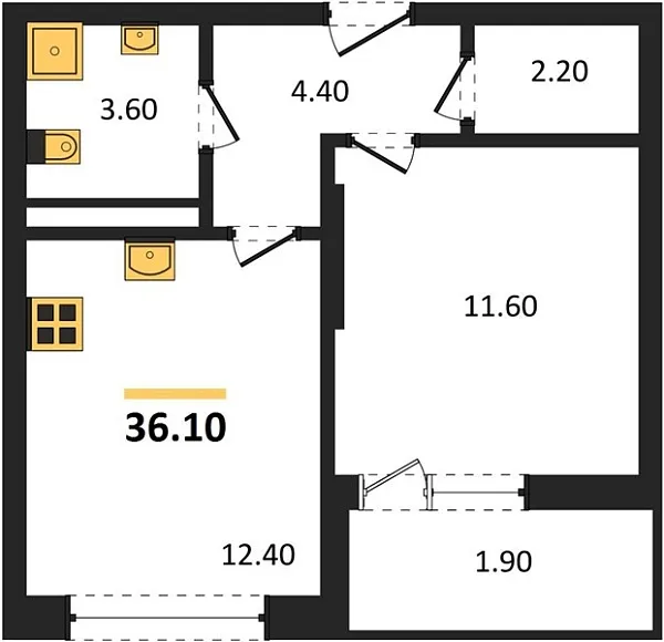 Новая 1-к квартира
 36.1 м² на 8/8 этаже в ЖК «Хозяин Морей» в городе Тюмень 