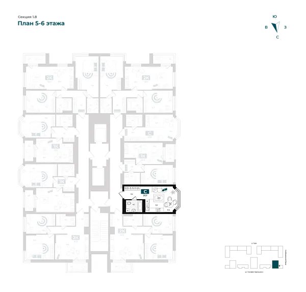 Количество комнат: Студия,  27.7 кв.м.