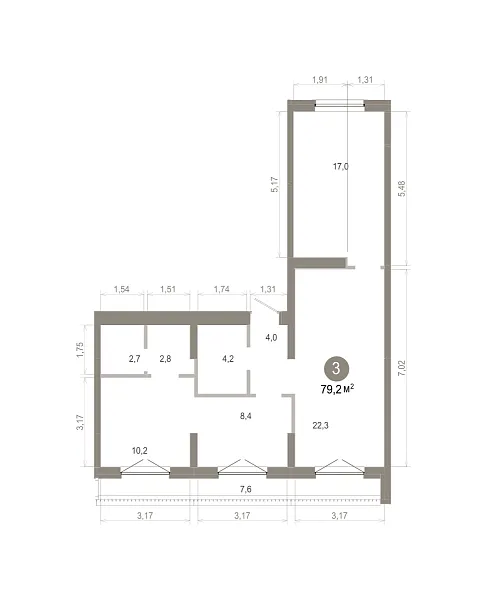 Количество комнат: 3,  79.18 кв.м.