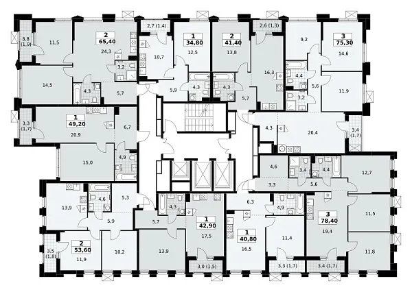 Количество комнат: 2,  53.6 кв.м.