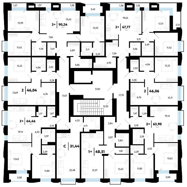 Количество комнат: Студия,  31.44 кв.м.
