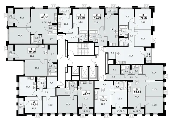 Количество комнат: 3,  75.2 кв.м.