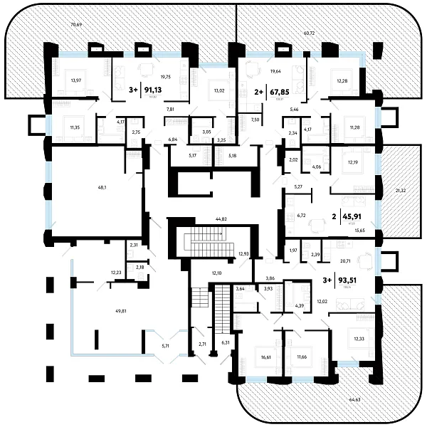 Количество комнат: 3,  93.51 кв.м.