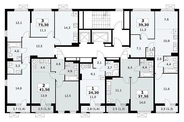 Количество комнат: 2,  41.5 кв.м.
