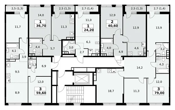 Количество комнат: 2,  40.6 кв.м.