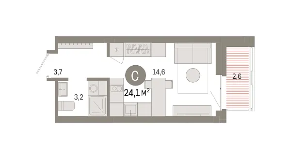 Новая квартира-студия
 24.05 м² на 5/9 этаже в ЖК «Квартал Нефть» в городе Тюмень 