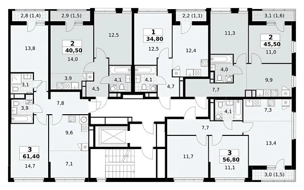 Количество комнат: 2,  40.5 кв.м.